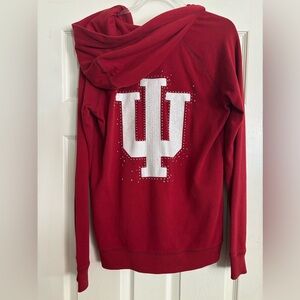 Victoria's Secret Red and White Sequin Indiana University Zip Up Jacket